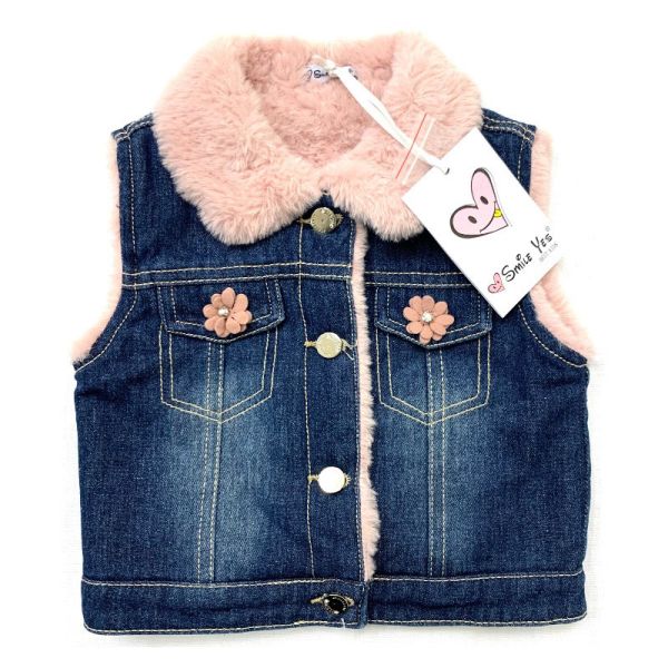 SMILE YES - SMANICATO JEANS CON PELO ROSA 30 MESI