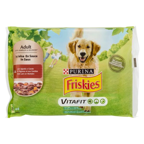 FRISKIES CANE BOCCONI CON AGNELLO E CAROTE IN SALSA 4 BUSTE  100 GR