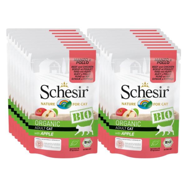 SCHESIR CAT ADULT  BIO MANZO POLLO MELA 16 BUSTINE DA 85 G