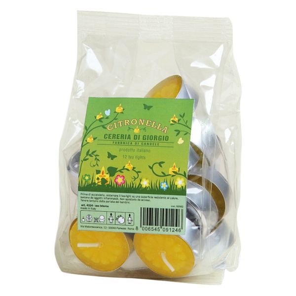CITRONELLA TEALIGHT ANTI ZANZARE 12 PEZZI
