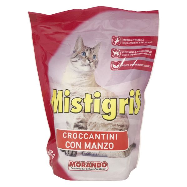 MORANDO GATTO MISTIGRIS CROCCANTINI CON MANZO 400 G
