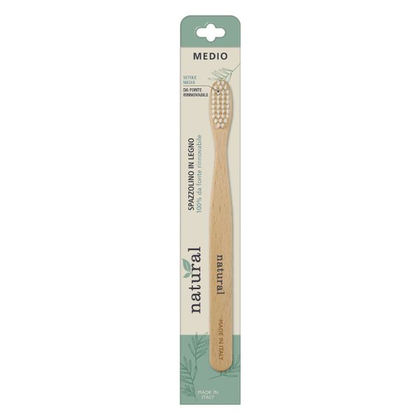 NATURAL SPAZZOLINO MEDIO IN LEGNO 1 PEZZO