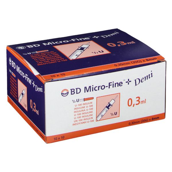 BD MICRO-FINE DEMI SIRINGHE INSULINA 0,3 ML