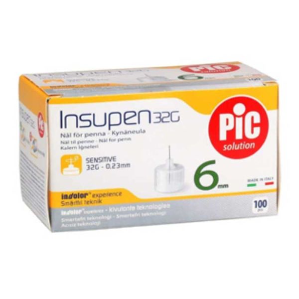 AGO PER PENNA DA INSULINA PIC 32 GAUGE 6 MM 100 PEZZI
