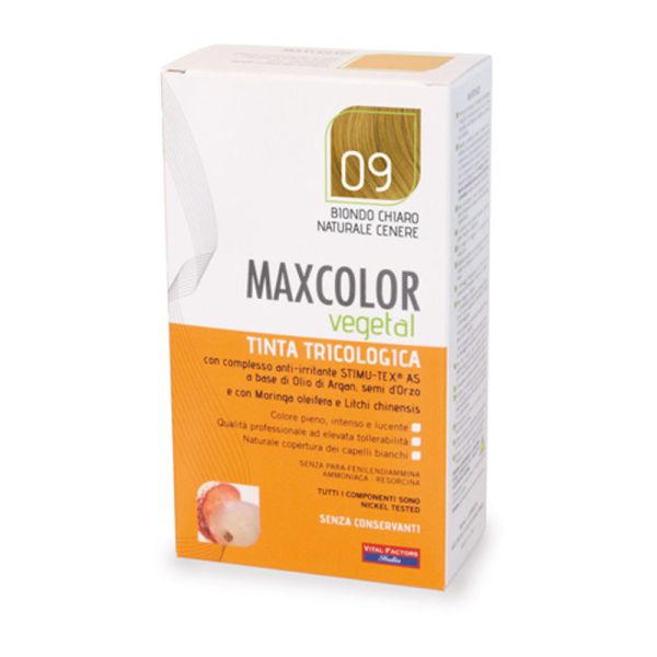 MAX COLOR VEGETAL TINTA 09 BIONDO CHIARO NATURALE CENERE 140ML