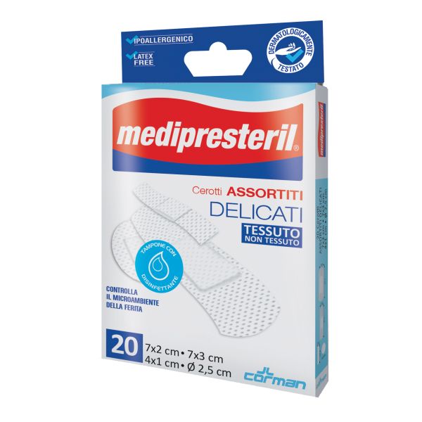 CEROTTI ASSORTITI MEDIPRESTERIL DELICATI TNT 20 PEZZI