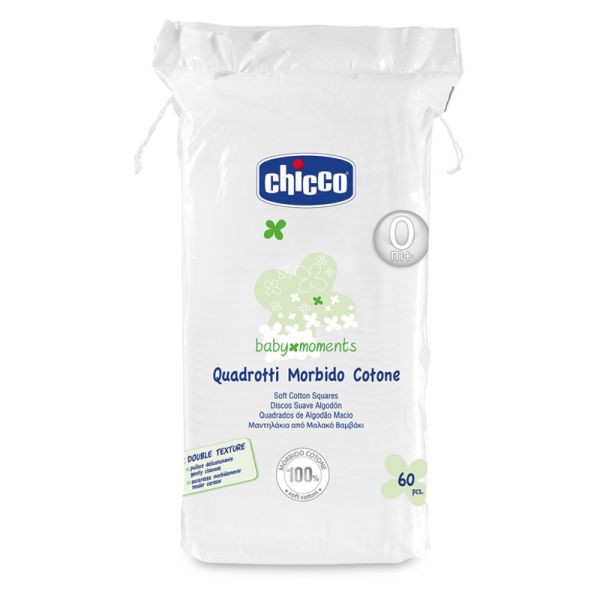 CHICCO BABY MOMENTS QUADROTTI MORBIDO COTONE 60 PEZZI
