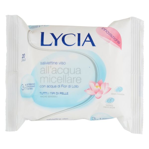 LYCIA SALVIETTINE STRUCCANTI VISO ALL'ACQUA MICELLARE 20 PEZZI