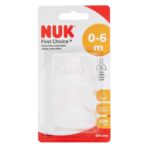 NUK FIRST CHOICE+ TETTARELLA IN SILICONE 0-6 MESI MISURA LARGE 2 PEZZI