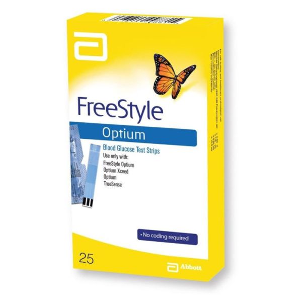 STRISCE MISURAZIONE GLICEMIA FREESTYLE OPTIUM TEST STRIPS 25 PEZZI