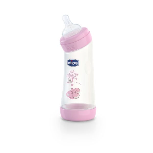 CHICCO BIBERON ANGOLATO PP NORMALE SILICONE GIRL 250 ML