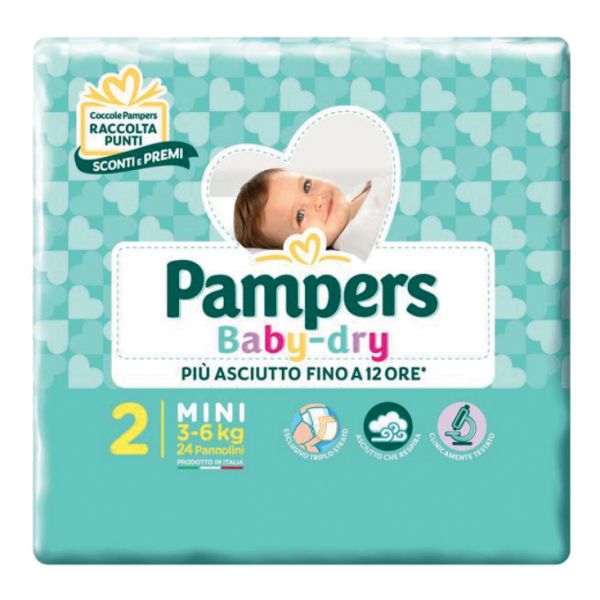 PAMPERS BABY DRY DOWNCOUNT NO FLASH MINI 24 PEZZI