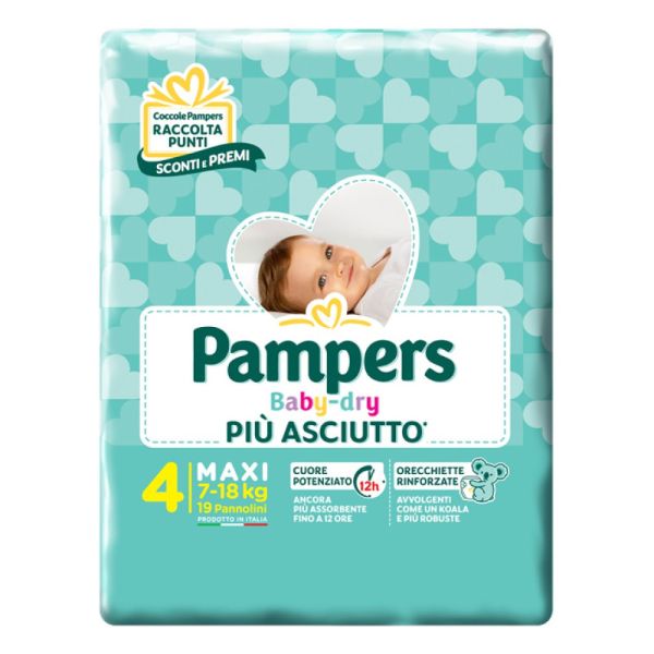 PAMPERS BABY DRY DOWNCOUNT NO FLASH MAXI 19 PEZZI