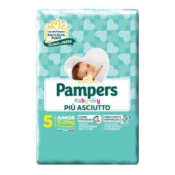 PAMPERS BABY DRY DOWNCOUNT NO FLASH JUNIOR 17 PEZZI