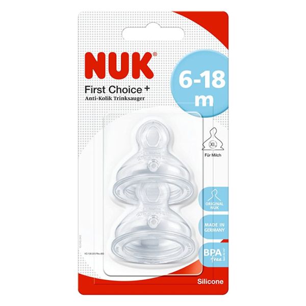 NUK TETTARELLA FIRST CHOICE+ SILICONE 6-18 MESI MISURA EXTRA LARGE 2 PEZZI