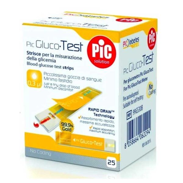 STRISCE MISURAZIONE GLICEMIA PIC GLUCOTEST 25 PEZZI