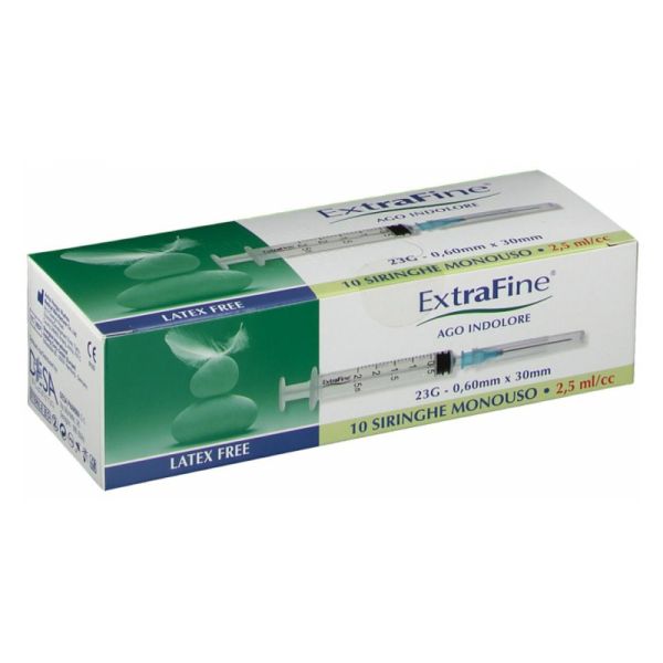 SIRINGA IPODERMICA EXTRAFINE 2,5 CC G23 0,60X30 10 PEZZI