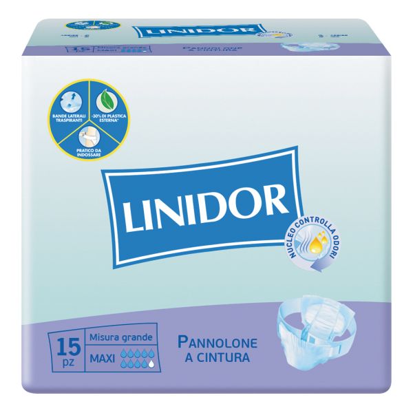 PANNOLONE LINIDOR A CINTURA MAXI MISURA GRANDE 15 PEZZI