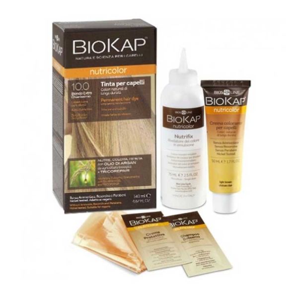 BIOKAP NUTRICOLOR 10,0 NEW BIONDO EXTRA CHIARISSIMO TINTA TUBO + FLACONE