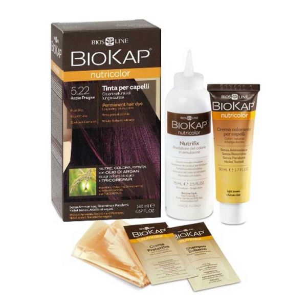 BIOKAP NUTRICOLOR 5,22 ROSSO PRUGNA TINTA TUBO + FLACONE