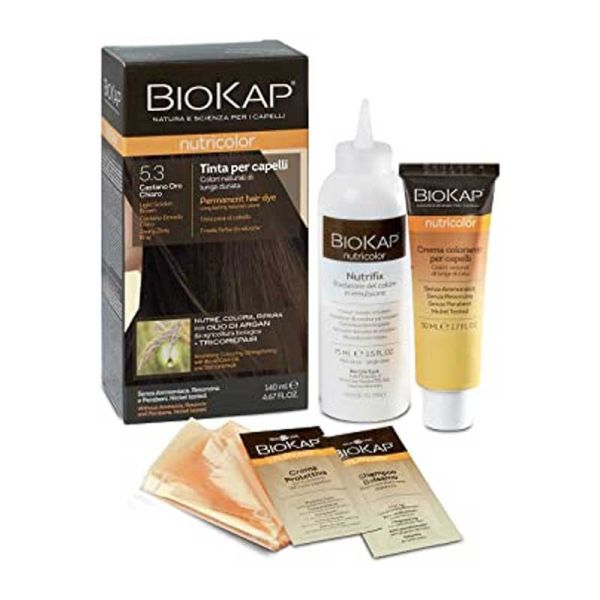 BIOKAP NUTRICOLOR 5,3 NEW CASTANO ORO CHIARO TINTA TUBO + FLACONE