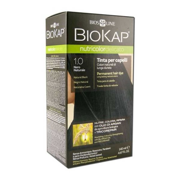 BIOKAP NUTRICOLOR DELICATO 1,0 NERO NATURALE TINTA TUBO + FLACONE