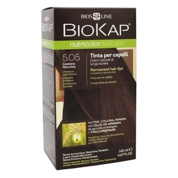 BIOKAP NUTRICOLOR DELICATO 5,05 CASTANO NOCCIOLA TINTA TUBO + FLACONE