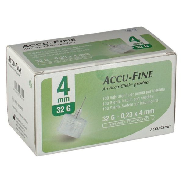 ACCU-FINE AGO INSULINA PEN NEEDLE GAUGE 32 X 4 MM 100 PEZZI