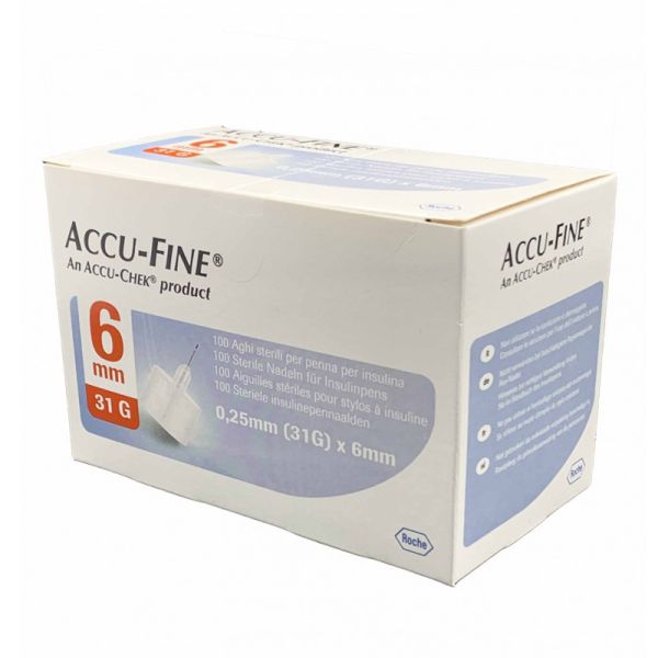 ACCU-FINE AGO INSULINA PEN NEEDLE ACCU-CHEK GAUGE 31 X 6MM 100 PEZZI