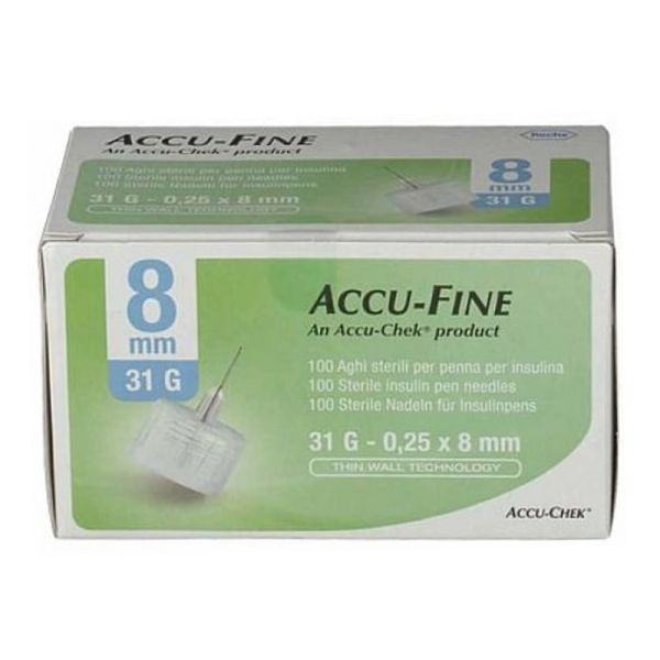 AGO PER PENNA DA INSULINA ACCU-FINE PEN NEEDLE ACCU-CHEK GAUGE 31 X 8MM 100 PEZZI