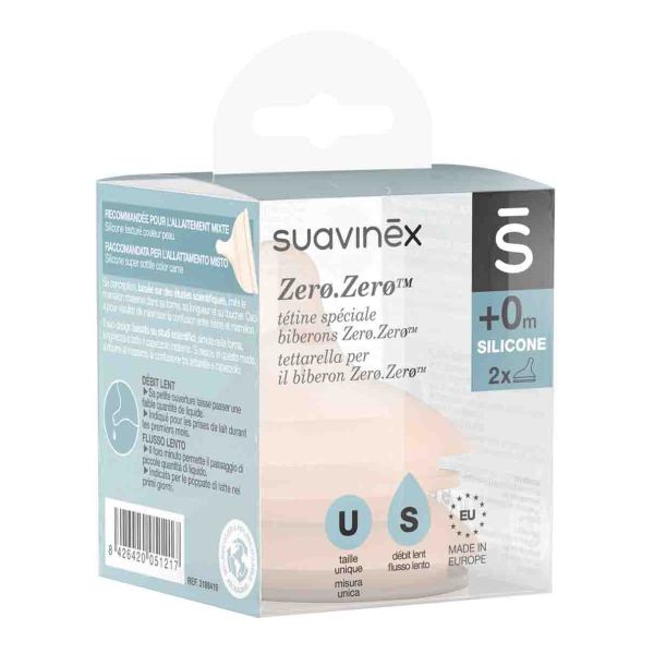 SUAVINEX ZERO ZERO TETTARELLA BIBERON ANTICOLICA FLUSSO LENTO S 2 PZ