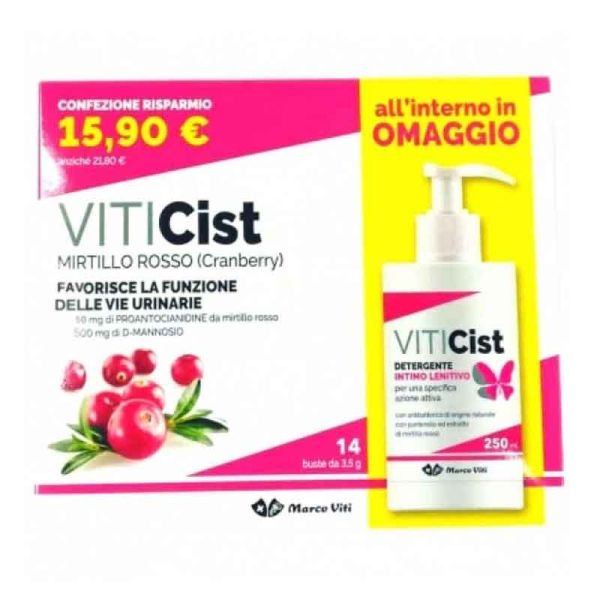 VITICIST PROMO INTEGRATORE MIRTILLO ROSSO 14 BUSTINE + DETERGENTE INTIMO 250ML