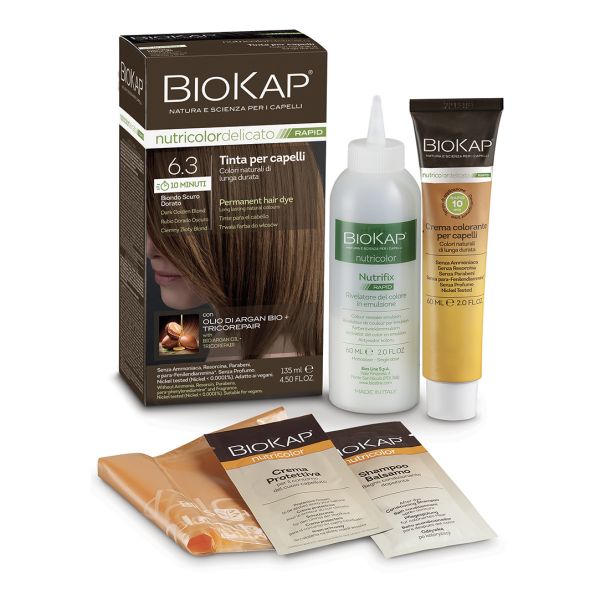 BIOKAP NUTRICOLOR DELICATO RAPID 6,30 BIONDO SCURO DORATO 135 ML