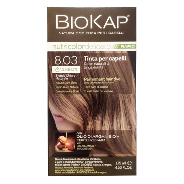 BIOKAP NUTRICOLOR DELICATO RAPID 8,03 BIONDO CHIARO NATURALE 135 ML