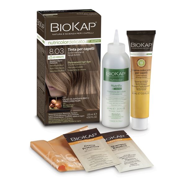 BIOKAP NUTRICOLOR DELICATO RAPID 8,03 BIONDO CHIARO NATURALE 135 ML