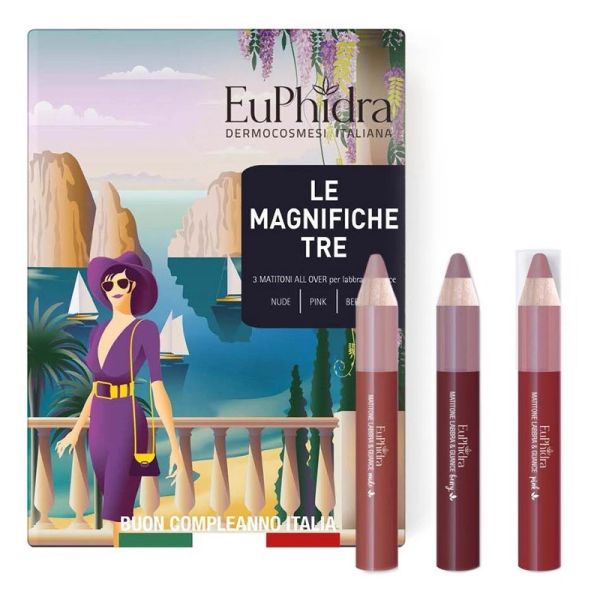EUPHIDRA LE MAGNIFICHE TRE 01 NUDE/PINK/BERRY COFANETTO CON TRIS MINI MATITONI LABBRA