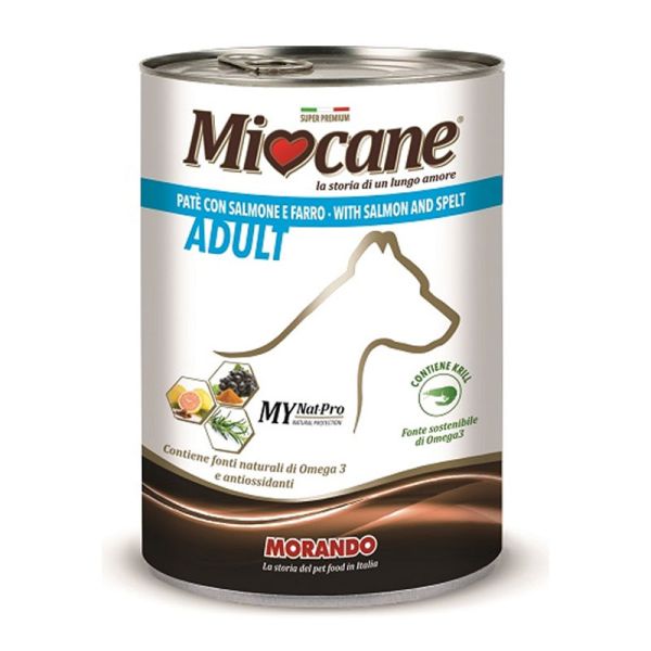 MORANDO MIOCANE PATE ADULT SALMONE FARRO 400GR