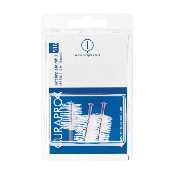 CURAPROX CPS SOFT IMPLANT CPS 516 CON 3 SCOVOLINI + SUPPORTO