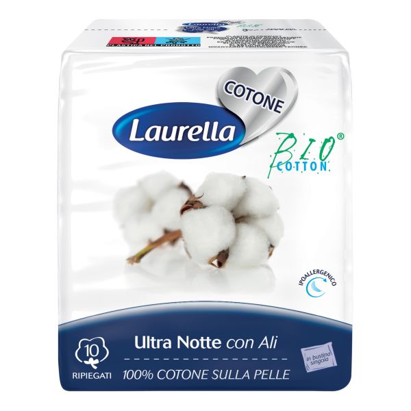 LAURELLA ASSORBENTE DONNA COTONE ULTRA ALI NOTTE 10 PEZZI