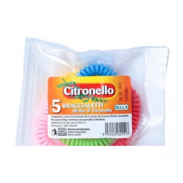 CITRONELLA BRACCIALE PROTETTIVO ZANZARA 5 PEZZI