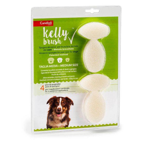 KELLY BRUSH SPUGNETTA ABRASIVA PER CANI DI TAGLIA MEDIA 8 PEZZI