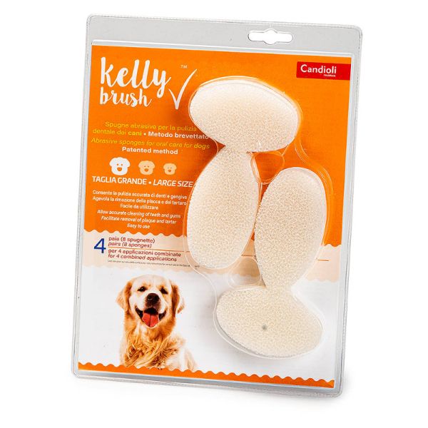 KELLY BRUSH SPUGNETTA ABRASIVE PER CANI DI TAGLIA GRANDE 8 PEZZI