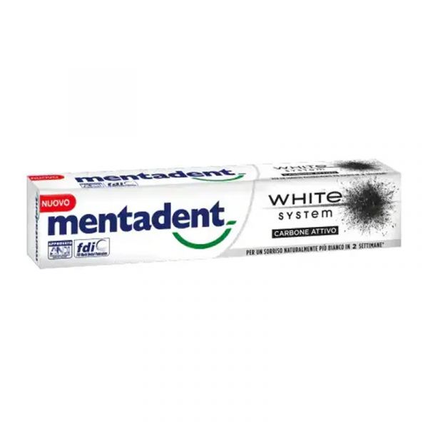 MENTADENT WHITE SYSTEM CHARCOAL 75ML