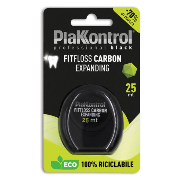 PLAKKONTROL BLACK FITFLOSS CARBON EXPANDING 25 METRI