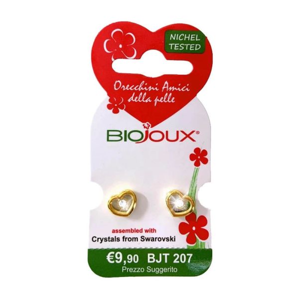 ORECCHINI HEART GOLDEN SOLITAIRE SWAROVSKI 9 MM