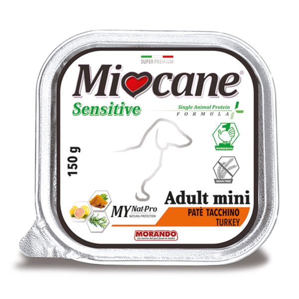 MORANDO MIOCANE SENSITIVE SINGLE ANIMAL PROTEIN ADULT MINI PATE' TACCHINO 150 G