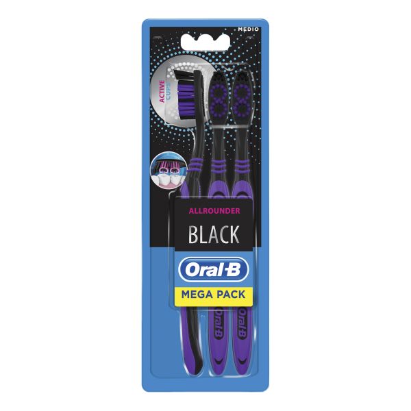 ORALB ALL ROUNDER BLACK SPAZZOLINO MANUALE 3 PEZZI