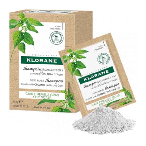 KLORANE SHAMPOO MASCHERA LAVANTE ORTICA E ARGILLA  8 BUSTINE