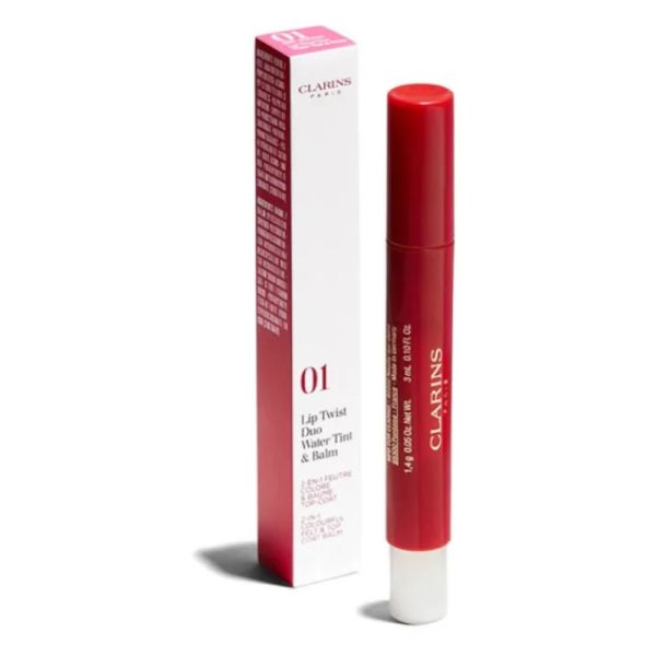 CLARINS LIP TWIST DUO WATER TINT & BALM 01 RED SUNSET
