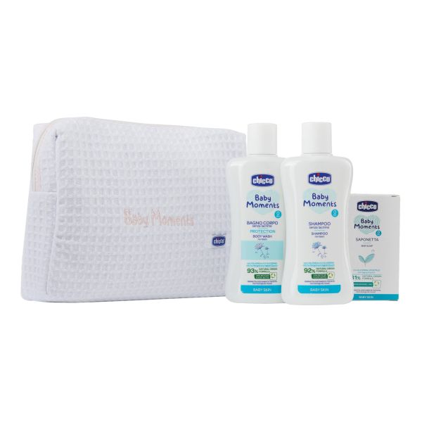 BEAUTY BAG ZIP ROSA BAGNOSCHIUMA + SHAMPOO PELLI DELICATE + SAPONE SOLIDO